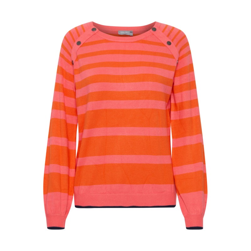FRANSA Blume Pullover Med Striber - Firecrackers