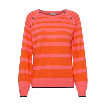 FRANSA Blume Pullover Med Striber - Firecrackers