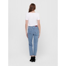 ONLY EMILY RAW 7/8 JEANS HW - Light Blue Denim