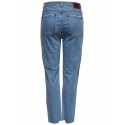 ONLY EMILY RAW 7/8 JEANS HW - Light Blue Denim