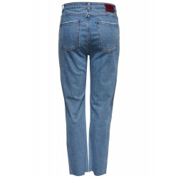 ONLY EMILY RAW 7/8 JEANS HW - Light Blue Denim