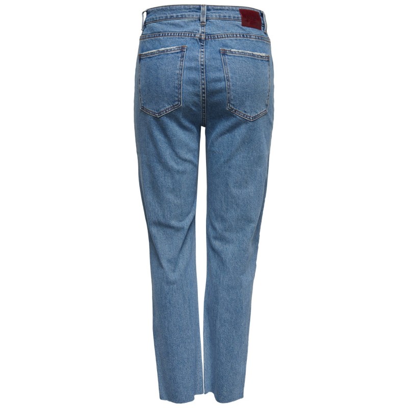 ONLY EMILY RAW 7/8 JEANS HW - Light Blue Denim