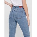 ONLY EMILY RAW 7/8 JEANS HW - Light Blue Denim