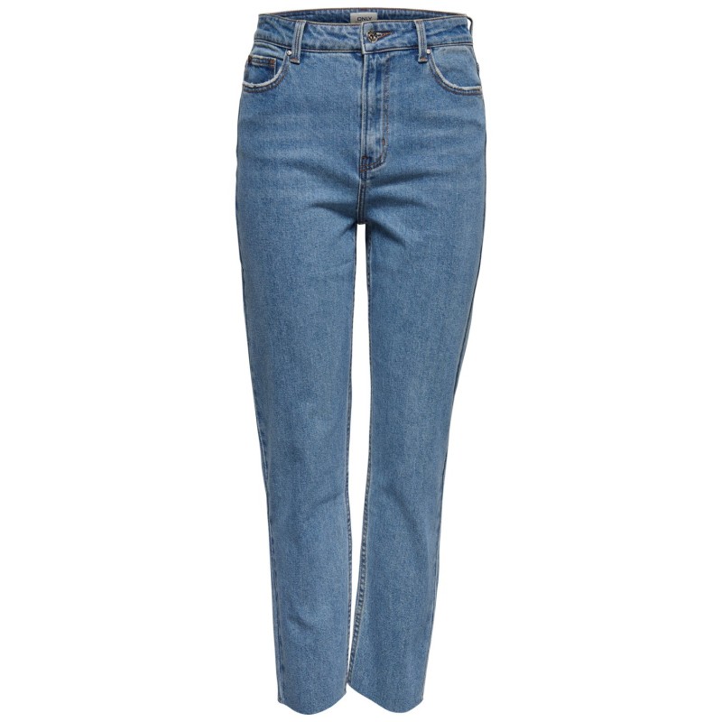 ONLY EMILY RAW 7/8 JEANS HW - Light Blue Denim