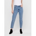 ONLY EMILY RAW 7/8 JEANS HW - Light Blue Denim
