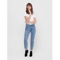 ONLY EMILY RAW 7/8 JEANS HW - Light Blue Denim
