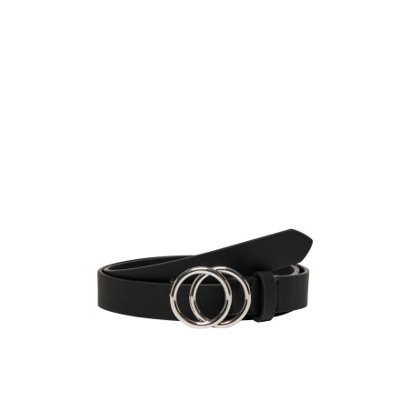 ONLY Rasmi Imiteret Læder Bælte - Sort / Shiny Silver Buckle