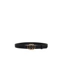 ONLY Rasmi Imiteret Læder Bælte - Sort / Shiny Gold Buckle