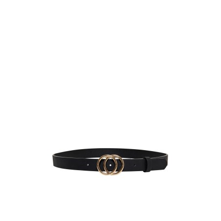 ONLY Rasmi Imiteret Læder Bælte - Sort / Shiny Gold Buckle