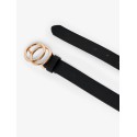 ONLY Rasmi Imiteret Læder Bælte - Sort / Shiny Gold Buckle