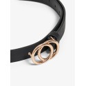 ONLY Rasmi Imiteret Læder Bælte - Sort / Shiny Gold Buckle