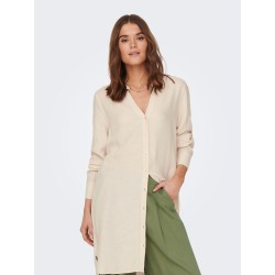 JDY Mimi Lang Hør Skjorte - Sandshell