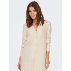 JDY Mimi Lang Hør Skjorte - Sandshell