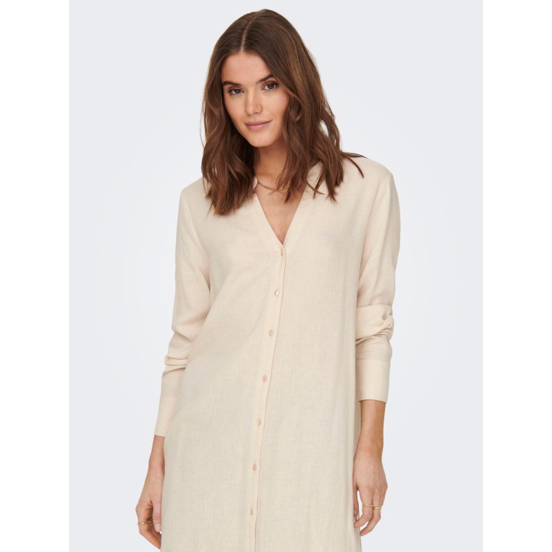 JDY Mimi Lang Hør Skjorte - Sandshell