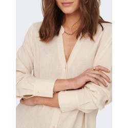 JDY Mimi Lang Hør Skjorte - Sandshell