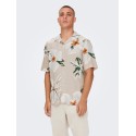 ONLY & SONS Dan Kortærmet Hawaii Skjorte - Silver Lining