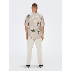 ONLY & SONS Dan Kortærmet Hawaii Skjorte - Silver Lining
