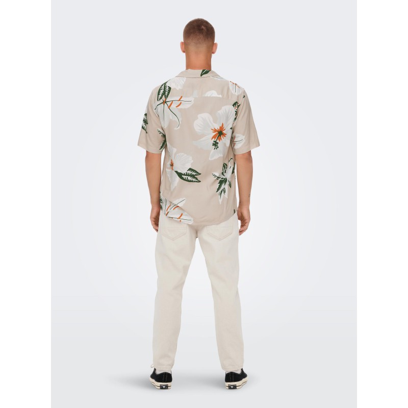 ONLY & SONS Dan Kortærmet Hawaii Skjorte - Silver Lining