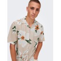 ONLY & SONS Dan Kortærmet Hawaii Skjorte - Silver Lining