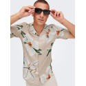 ONLY & SONS Dan Kortærmet Hawaii Skjorte - Silver Lining