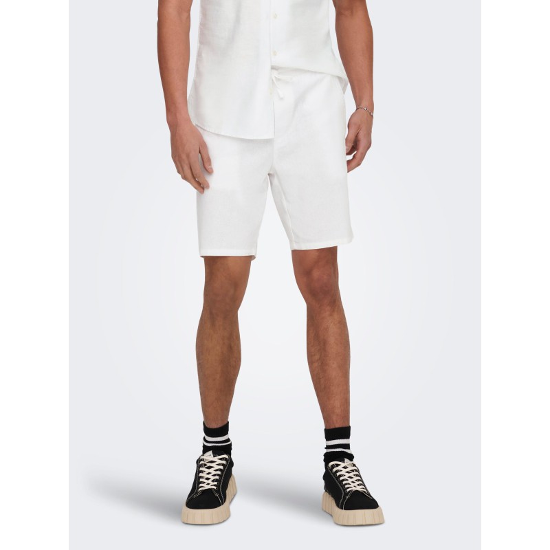 ONLY & SONS Linus Loose Hør Shorts - Bright White