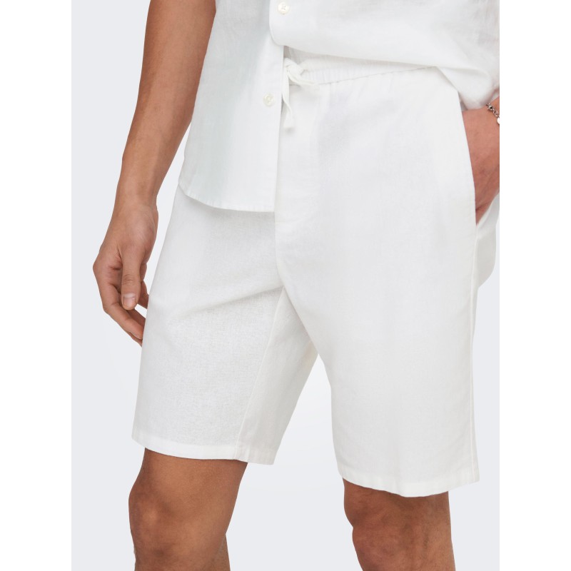 ONLY & SONS Linus Loose Hør Shorts - Bright White