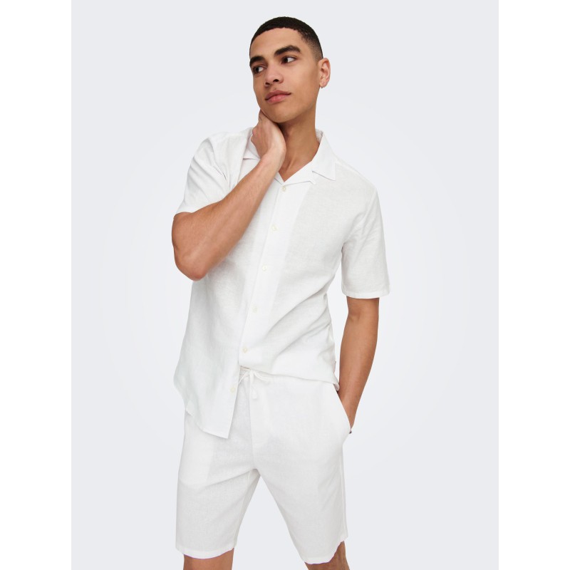ONLY & SONS Linus Loose Hør Shorts - Bright White