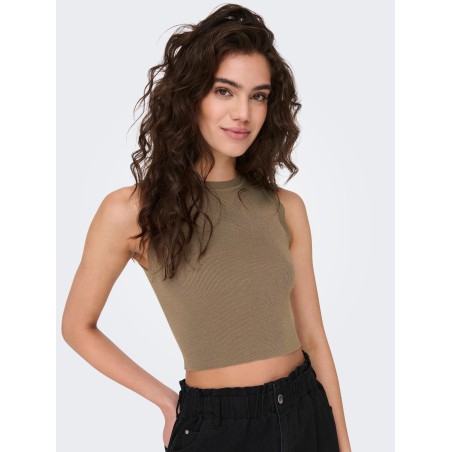 JDY Cirkeline Strik Crop Top - Walnut