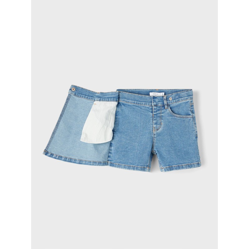 NAME IT Kids Laila Baggy Denim Shorts - Medium Blue Denim