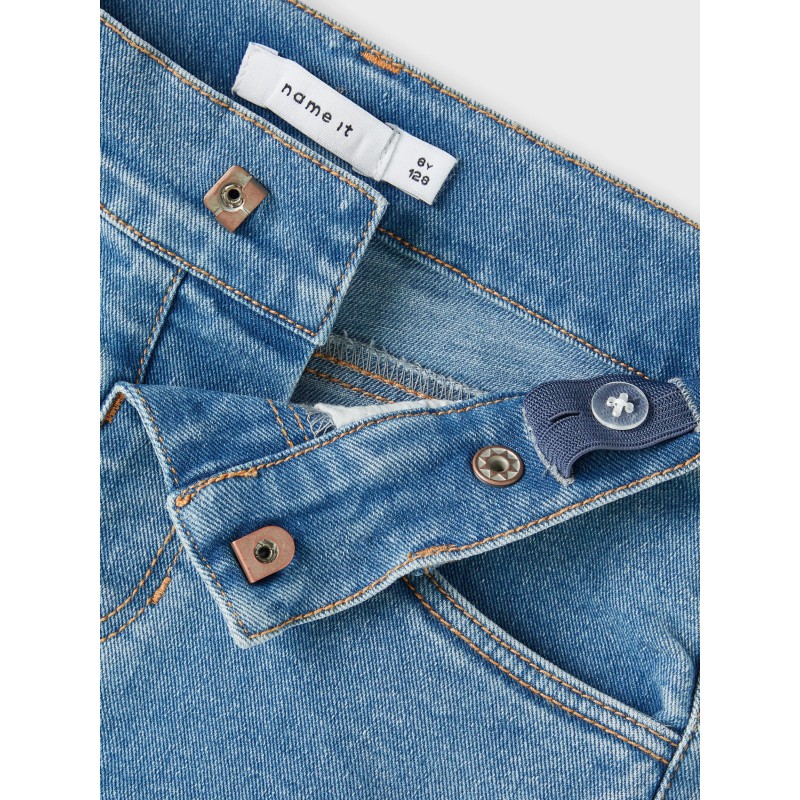 NAME IT Kids Laila Baggy Denim Shorts - Medium Blue Denim