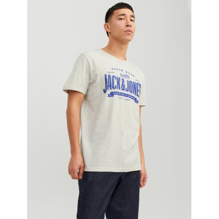 JACK & JONES Logo T-shirt - White Melange
