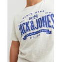 JACK & JONES Logo T-shirt - White Melange