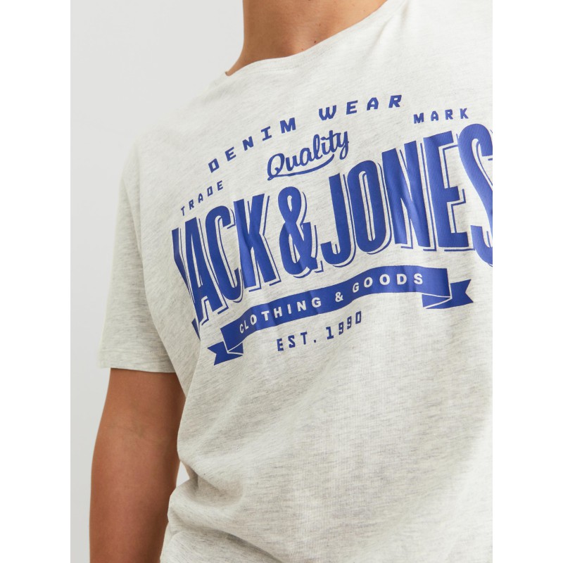 JACK & JONES Logo T-shirt - White Melange