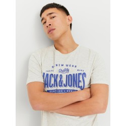 JACK & JONES Logo T-shirt - White Melange
