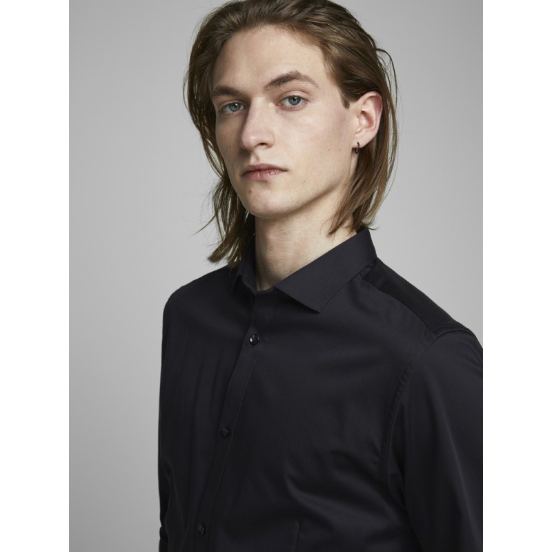 JACK & JONES Langærmet Stretch Skjorte Super Slim - Sort