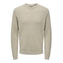 ONLY & SONS Onskalle Reg 12 Struc Crew Knit - Silver Lining