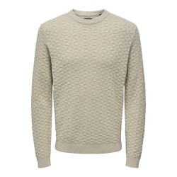 ONLY & SONS Onskalle Reg 12 Struc Crew Knit - Silver Lining
