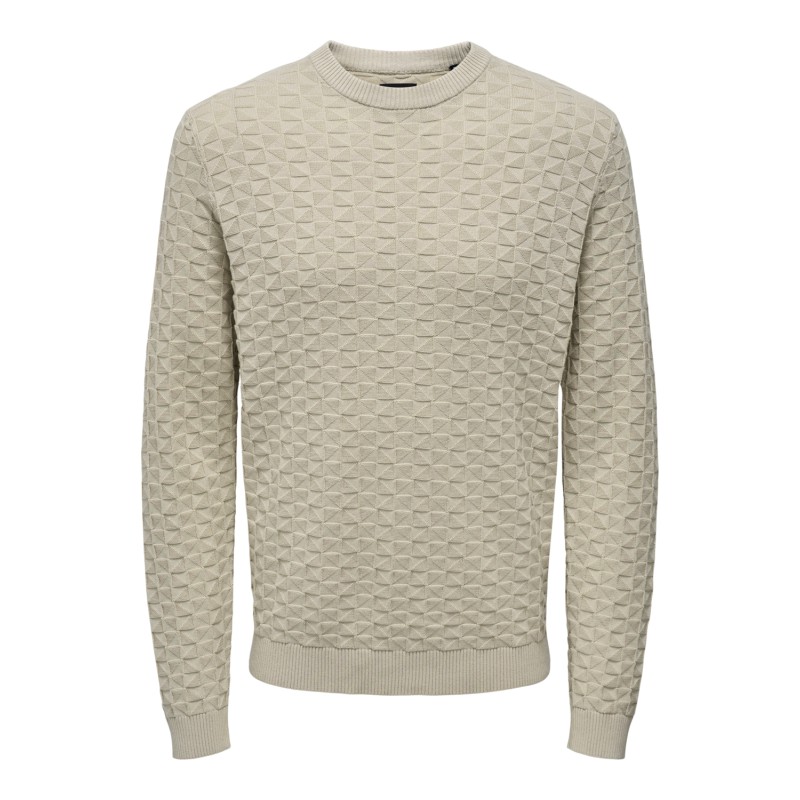ONLY & SONS Onskalle Reg 12 Struc Crew Knit - Silver Lining