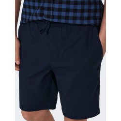 ONLY & SONS Linus Loose Hør Shorts - Dark Navy