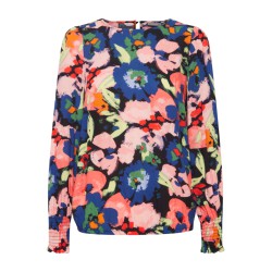 FRANSA Mosa Langærmet Bluse Med Print - Sort