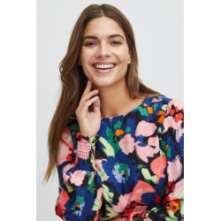 FRANSA Mosa Langærmet Bluse Med Print - Sort