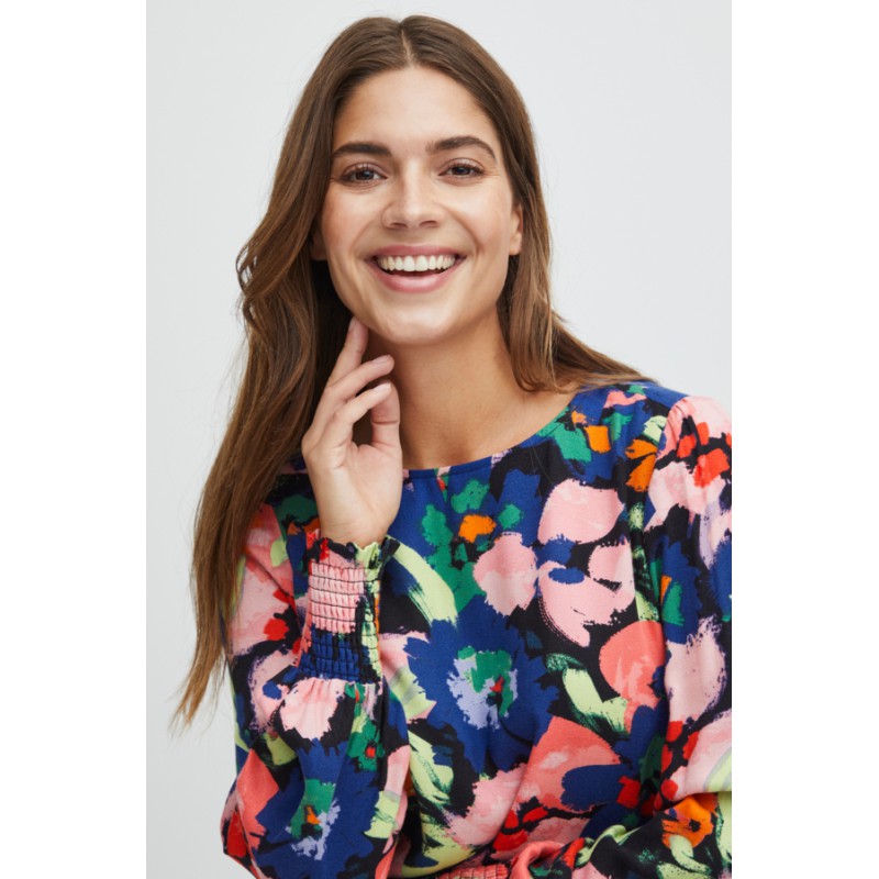 FRANSA Mosa Langærmet Bluse Med Print - Sort