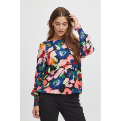 FRANSA Mosa Langærmet Bluse Med Print - Sort