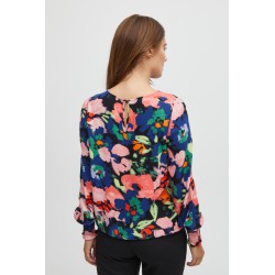 FRANSA Mosa Langærmet Bluse Med Print - Sort