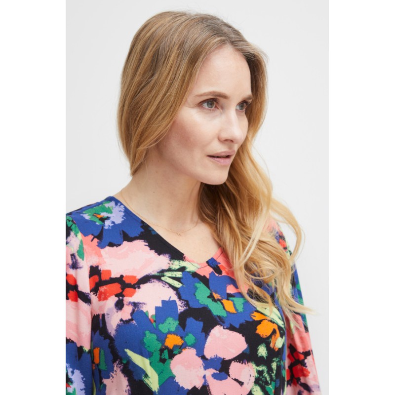 FRANSA Mosa Langærmet Kjole Med Print - Red Alert