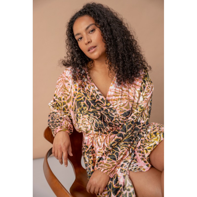 FRANSA Plus Wrap Kjole Med Print - Rose Shadow