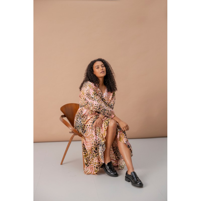 FRANSA Plus Wrap Kjole Med Print - Rose Shadow