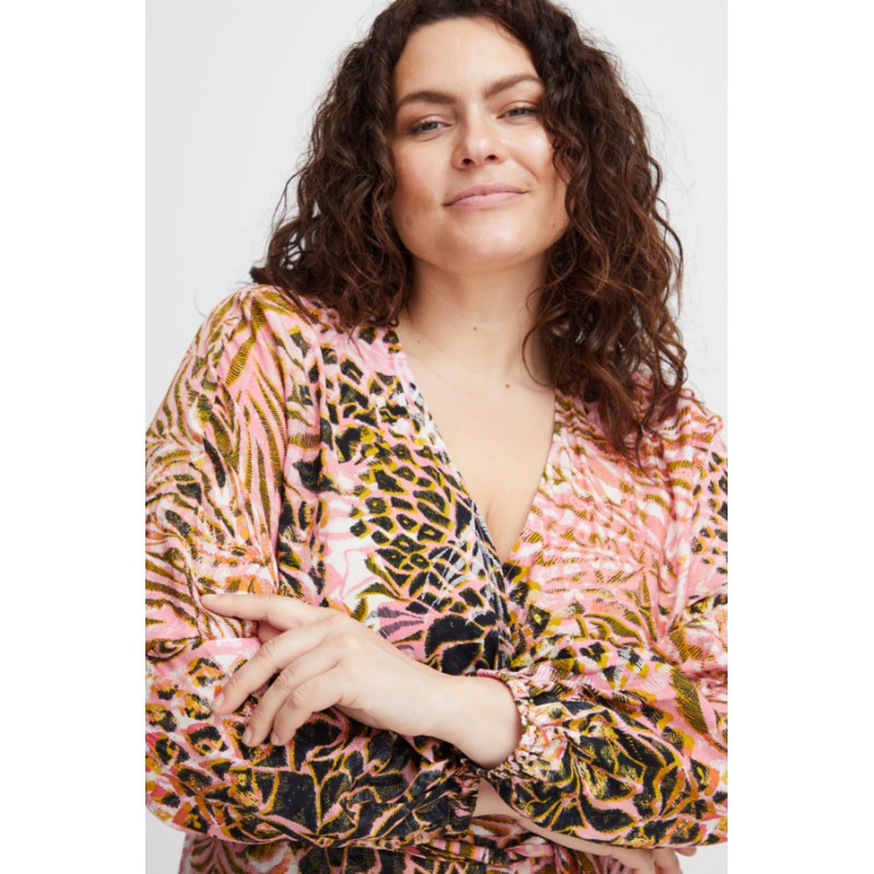 FRANSA Plus Wrap Kjole Med Print - Rose Shadow