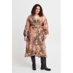 FRANSA Plus Wrap Kjole Med Print - Rose Shadow