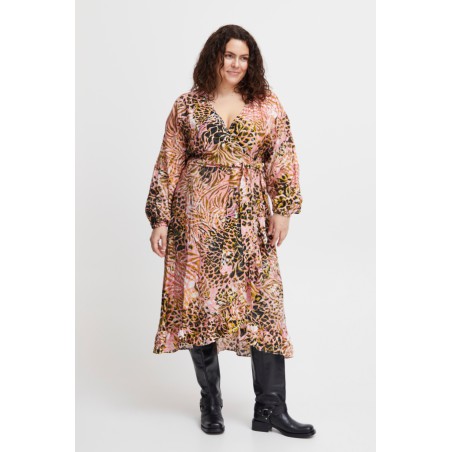 FRANSA Plus Wrap Kjole Med Print - Rose Shadow